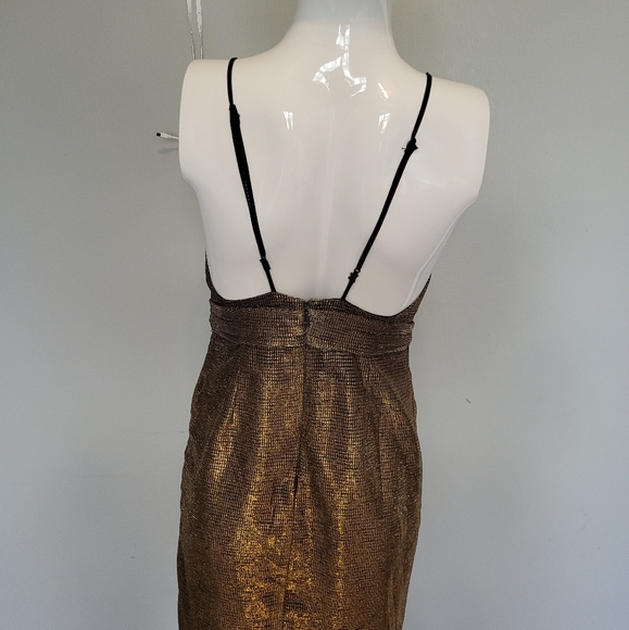 Urban Outfitters Ecote Solid Gold Metallic Tulle Mini Dress, VGUC, Size 2 - Picture 6 of 9